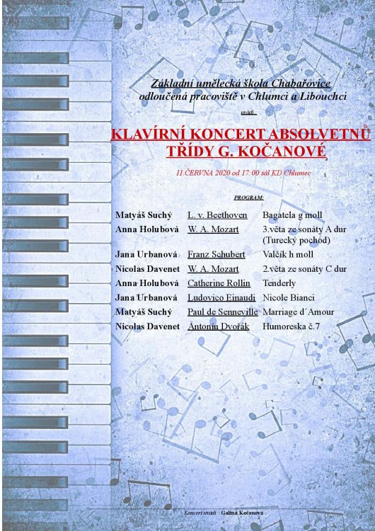 KLAVÍRNÍ KONCERT ABSOLVENTŮ