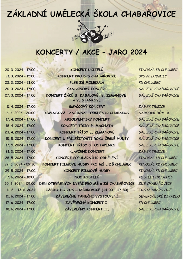 KONCERTY - AKCE ŠKOLY - JARO 2024