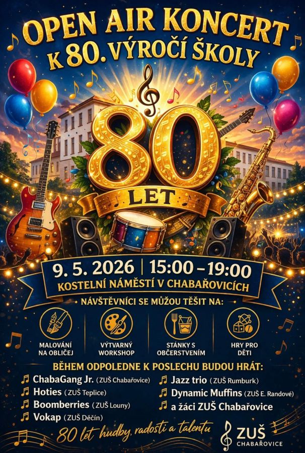 OPEN AIR KONCERT K 80. VÝROČÍ ZUŠ CHABAŘOVICE